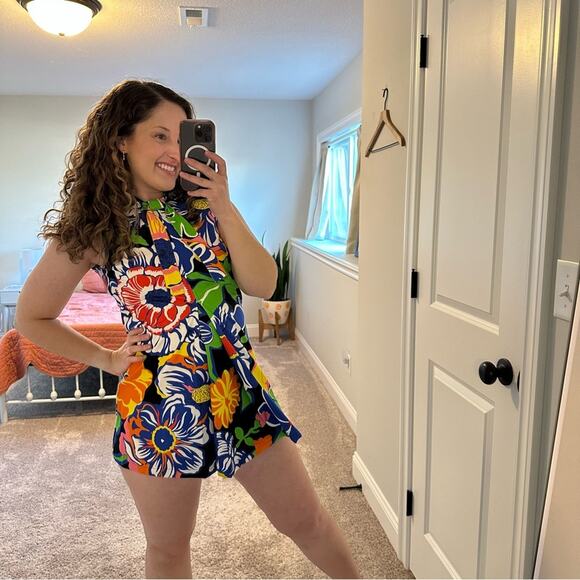 MSGM Milano Blue Green Floral Mini Dress XSP - Picture 2 of 11